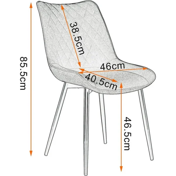 Set Van 4 Eetkamerstoelen, Keukenstoelen, Zitting Van Linnen, Frame Van Metaal, Donkergrijs 3