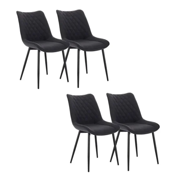 Set Van 4 Eetkamerstoelen, Keukenstoelen, Zitting Van Linnen, Frame Van Metaal, Donkergrijs 1