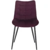 Set Van 4 Eetkamerstoelen Met Rugleuning, Fluwelen Zitting, Metalen Poten Bordeaux 3