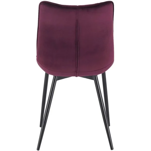 Set Van 4 Eetkamerstoelen Met Rugleuning, Fluwelen Zitting, Metalen Poten Bordeaux 5