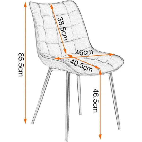 Set Van 4 Eetkamerstoelen Met Rugleuning, Fluwelen Zitting, Turquoise Metalen Poten 2