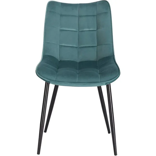 Set Van 4 Eetkamerstoelen Met Rugleuning, Fluwelen Zitting, Turquoise Metalen Poten 3