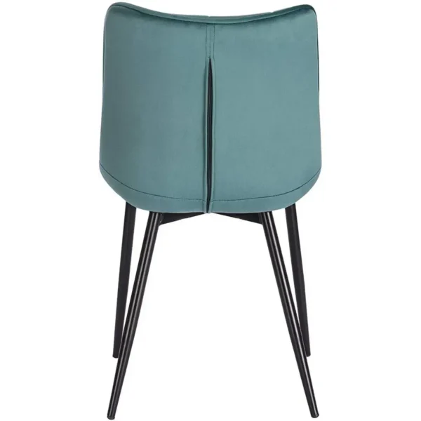 Set Van 4 Eetkamerstoelen Met Rugleuning, Fluwelen Zitting, Turquoise Metalen Poten 5