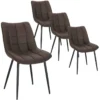 Set Van 4 Eetkamerstoelen Met Rugleuning, Zitting Van Stoffen Bekleding, Metalen Poten Donkerbruin 1