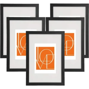 Set Van 5 Fotolijsten, Fotogalerij Met Papieren Passe-partout, Gemaakt Van MDF-plaat Zwart 21x29,7 Cm (A4) 1