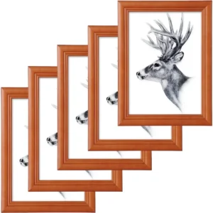 Set Van 5 Fotolijsten Van Hout En Echt Glas In Artos Stijl Bruin A4 21x29,7cm 1