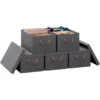 Set Van 5 Opbergdozen Met Deksel, Met Handgrepen, Opvouwbaar, Grijs 27L (48x20x29 Cm) 1