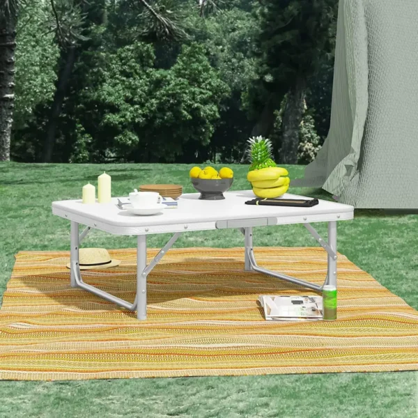 Set Van 6 Aluminium Campingtafels, Klaptafels, 75,5x55x25,5/59cm, Tafelblad Van Wit MDF 5