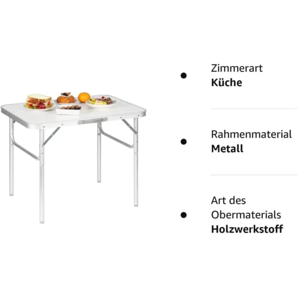 Set Van 6 Aluminium Campingtafels, Klaptafels, 75,5x55x25,5/59cm, Tafelblad Van Wit MDF 9