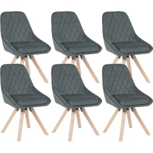 Set Van 6 Eetkamerstoelen, Draaibare Keukenstoelen, Met Fluwelen Bekleding, Poten Van Donkergrijs Beukenhout 1