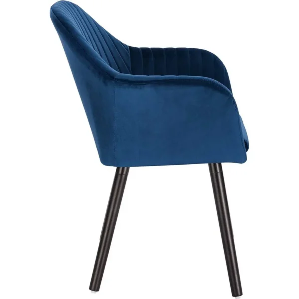 Set Van 6 Eetkamerstoelen, Keukenstoel, Woonkamerstoel Met Zwart Fluwelen Poten, Massief Hout, Blauw 5