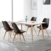 Set Van 6 Eetkamerstoelen, Keukenstoelen, Designstoelen, Kunstleer, Hout, Bruin 2