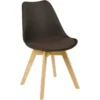 Set Van 6 Eetkamerstoelen, Keukenstoelen, Designstoelen, Kunstleer, Hout, Bruin 5