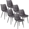 Set Van 6 Eetkamerstoelen Met Rugleuning, Fluwelen Zitting, Donkergrijs Metalen Frame 1