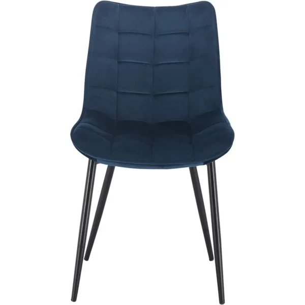 Set Van 6 Eetkamerstoelen Met Rugleuning, Fluwelen Zitting, Frame Van Blauw Metalen Poten 3