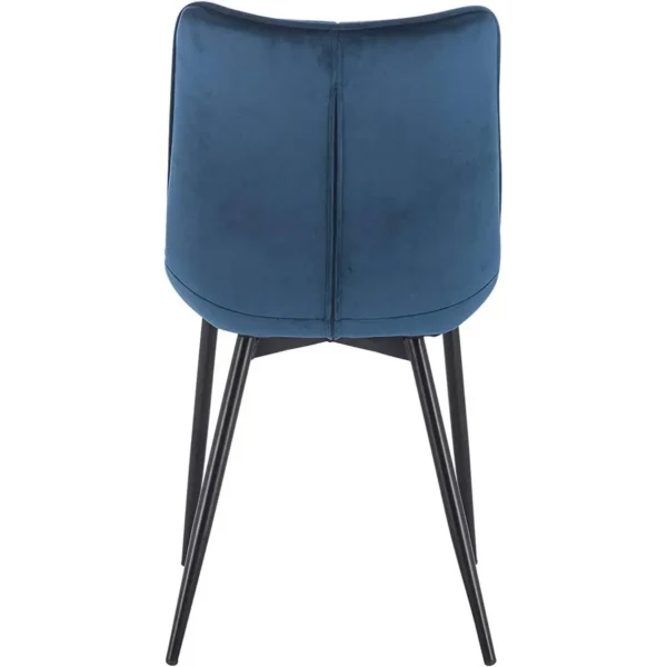 Set Van 6 Eetkamerstoelen Met Rugleuning, Fluwelen Zitting, Frame Van Blauw Metalen Poten 5