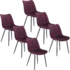 Set Van 6 Eetkamerstoelen Met Rugleuning, Fluwelen Zitting, Frame Van Metalen Poten Bordeaux 1