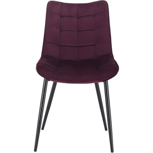 Set Van 6 Eetkamerstoelen Met Rugleuning, Fluwelen Zitting, Frame Van Metalen Poten Bordeaux 3