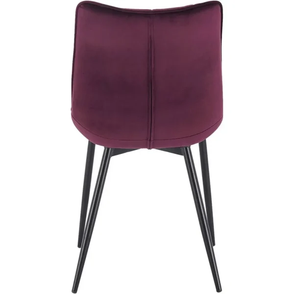 Set Van 6 Eetkamerstoelen Met Rugleuning, Fluwelen Zitting, Frame Van Metalen Poten Bordeaux 5