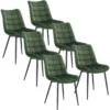 Set Van 6 Eetkamerstoelen Met Rugleuning, Fluwelen Zitting, Frame Van Metalen Poten Donkergroen 1