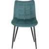 Set Van 6 Eetkamerstoelen Met Rugleuning, Fluwelen Zitting, Frame Van Turquoise Metalen Poten 3