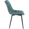 Set Van 6 Eetkamerstoelen Met Rugleuning, Fluwelen Zitting, Frame Van Turquoise Metalen Poten 4