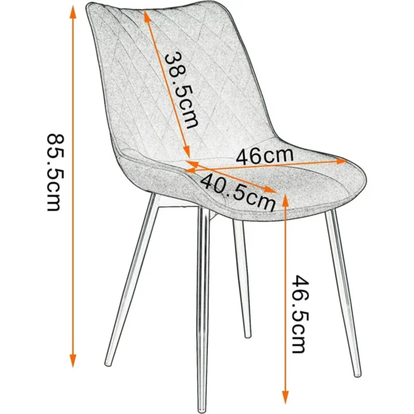 Set Van 6 Keukenstoelen Gestoffeerde Stoelen Met Rugleuning, Gemaakt Van Linnen, Metalen Poten Donkergrijs 2