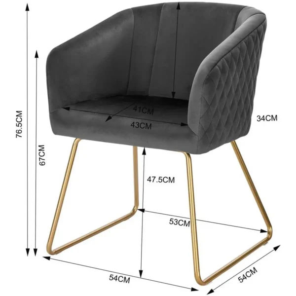 Set Van 6 Keukenstoelen, Gestoffeerde Stoelen, Woonkamerstoelen, Fauteuils Van Fluweel, Metalen Poten, Donkergrijs 3