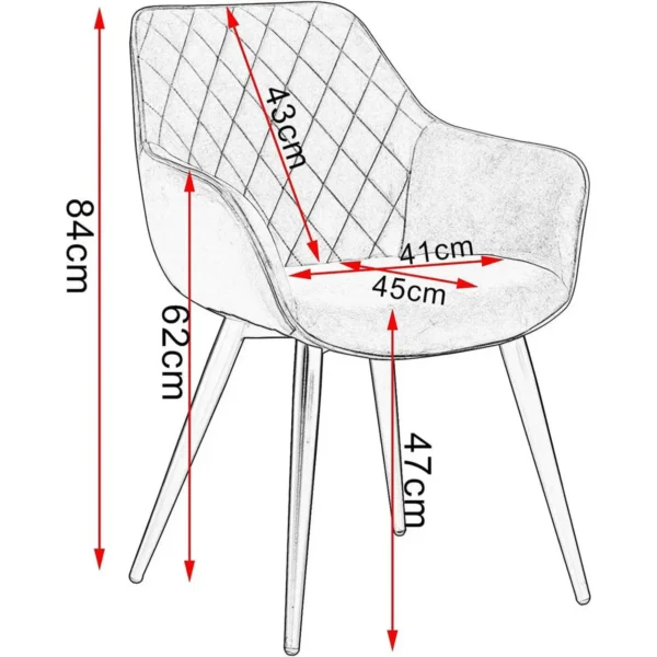 Set Van 6 Woonkamerstoelen, Eetkamerstoelen, Gestoffeerde Stoelen Met Armleuningen, Fluweel, Staal, Zwart 3