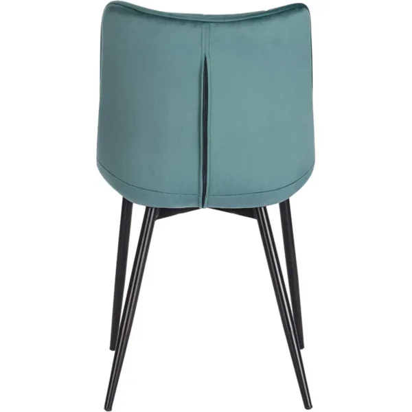 Set Van 8 Eetkamerstoelen Met Rugleuning, Fluwelen Zitting, Turquoise Metalen Poten 6