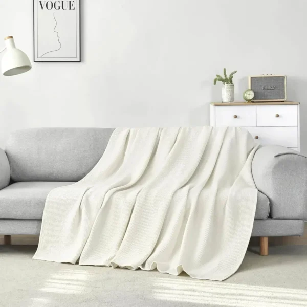 Sprei 100% Katoen, Lichte Deken In Wafellook Crème 150 X 200 Cm 7