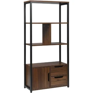 Staande Boekenkast Met Kast 58x24x120cm Donker Beuken 1