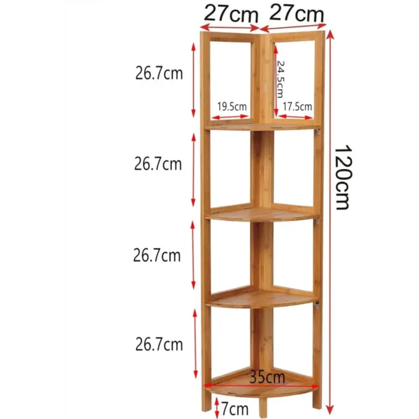 Staande Plank, Badkamerplank, Keukenplank, Hoekplank, Bamboe, 4 Planken, Naturel 3