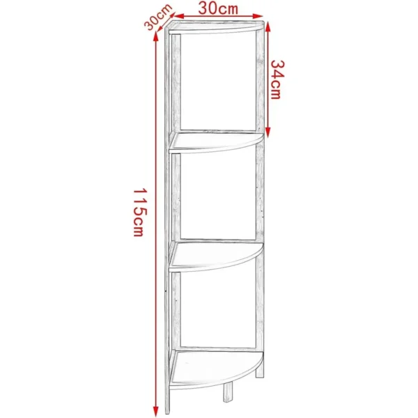 Staande Plank Hoekplank Badkamerplank Keukenplank Hoge Plank 4 Planken Bamboe MDF Wit 3