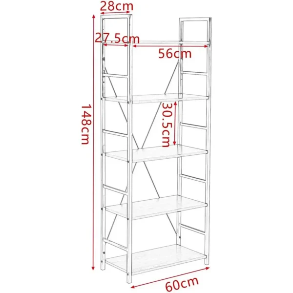 Staande Plank Huishoudplank Boekenkast Opbergplank 5 Planken Hout Staal 3