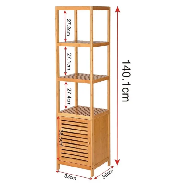 Staande Plank Met 5 Planken En Opbergruimte Gemaakt Van Bamboe 3