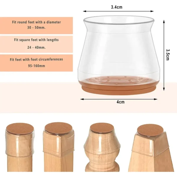 Stoelpootdoppen 16 Stuks Met Vilt, Ronde Stoelpootdoppen φ 4 Cm, Bruin 3