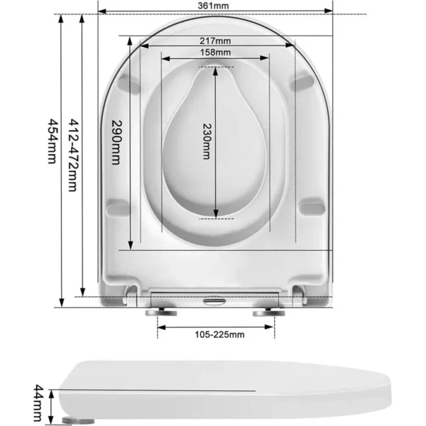 Toiletdeksel Met Kinderzitje, Toiletbril Met Softclose-mechanisme Voor Familie, Toiletdeksel In D-vorm Wit 3