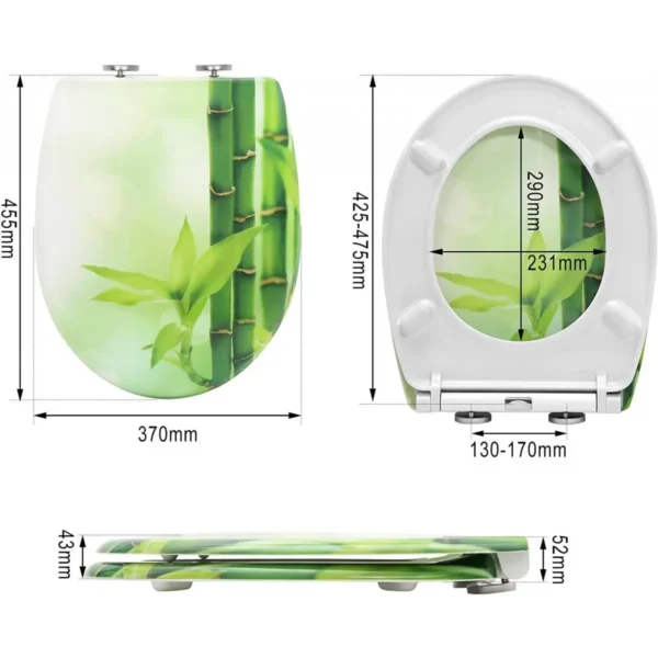 Toiletdeksel Met Softclose-mechanisme Premium Toiletbril Toiletbril Groen Bamboe 5