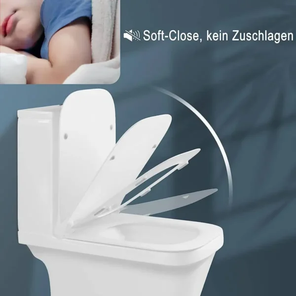 Toiletdeksel, Toiletzitting Met Softclose-mechanisme, UF Toiletdeksel Antibacterieel, Snelsluiting Wit 5