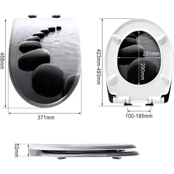 Toiletzitting Duroplast Zwarte Stenen Met Softclose-mechanisme En Snelsluiting 2499 5