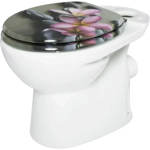 Toiletzitting MDF Met Soft Close Mechanisme, Soft Close Scharnier, Bloemgrijs 5