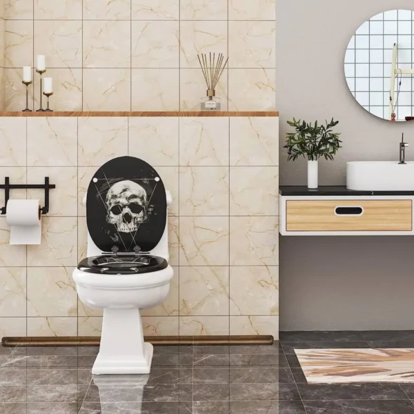 Toiletzitting MDF Met Softclose Mechanisme Skull Zwart 2