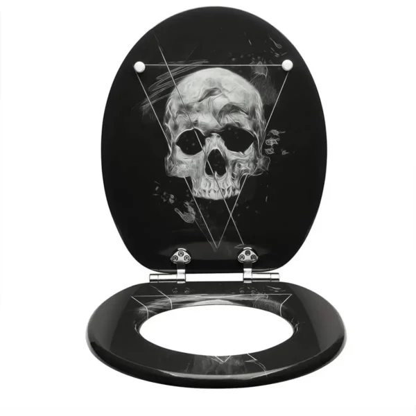 Toiletzitting MDF Met Softclose Mechanisme Skull Zwart 8