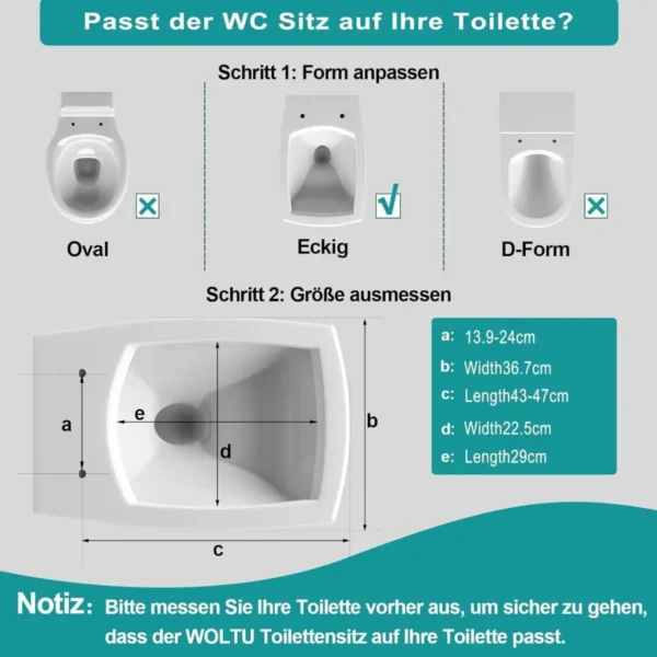 Toiletzitting Met Softclose-mechanisme, Antibacteriële Coating, Vierkant 3