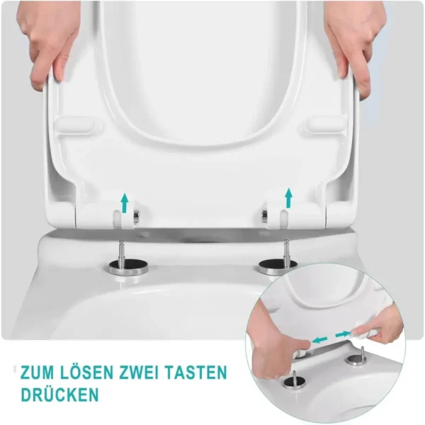 Toiletzitting Met Softclose-mechanisme, Antibacteriële Coating, Vierkant 4