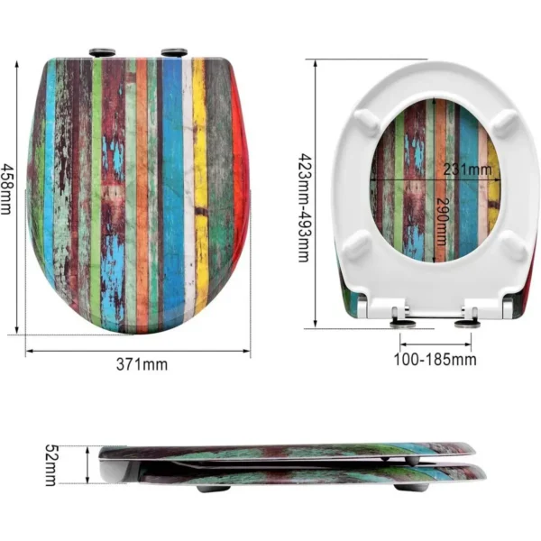 Toiletzitting Van Duroplast Veelkleurig Retro Met Softclose-mechanisme En Snelbevestiging 5