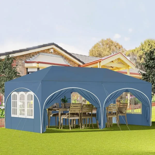 Tuinpaviljoen 3x6 M, Met 6 Zijwanden, Partytent, Waterafstotend, UV-bescherming 50+, In Hoogte Verstelbaar Blauw 4