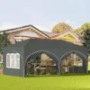 Tuinpaviljoen 3x6 M, Met 6 Zijwanden, Partytent, Waterafstotend, UV-bescherming 50+, In Hoogte Verstelbaar Grijs 4