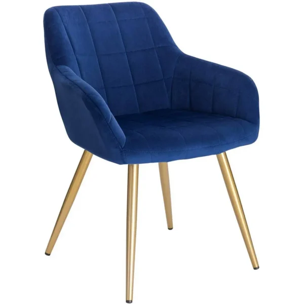 Velvet Eetkamerstoel, Gouden Poten Blauw 1